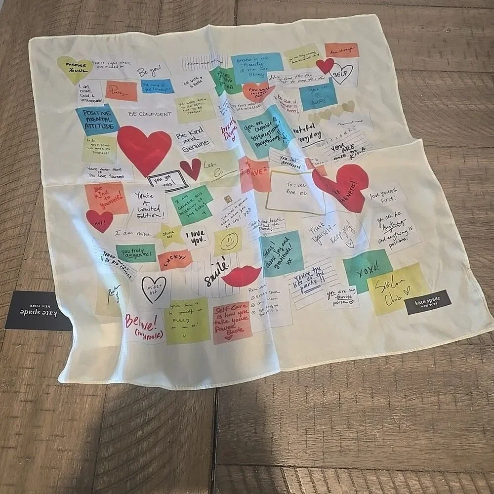 NWT Kate Spade Self Love Club Bandana Silk Scarf Neckerchief Multi
